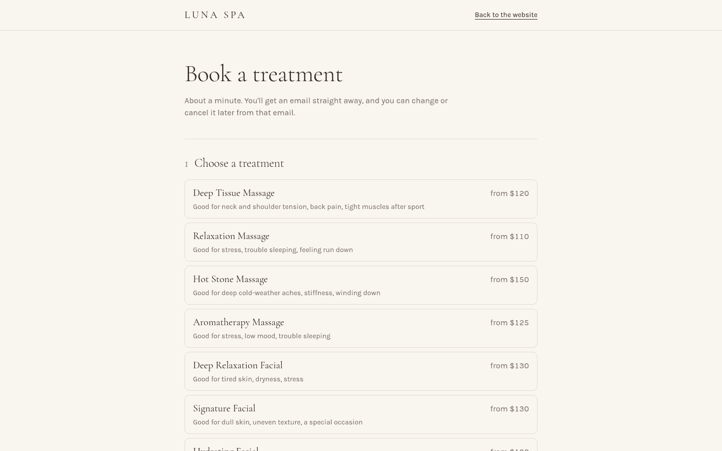 Luna Spa detail section